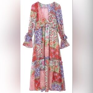 NWT Zara floral patchwork boho dress size Large L